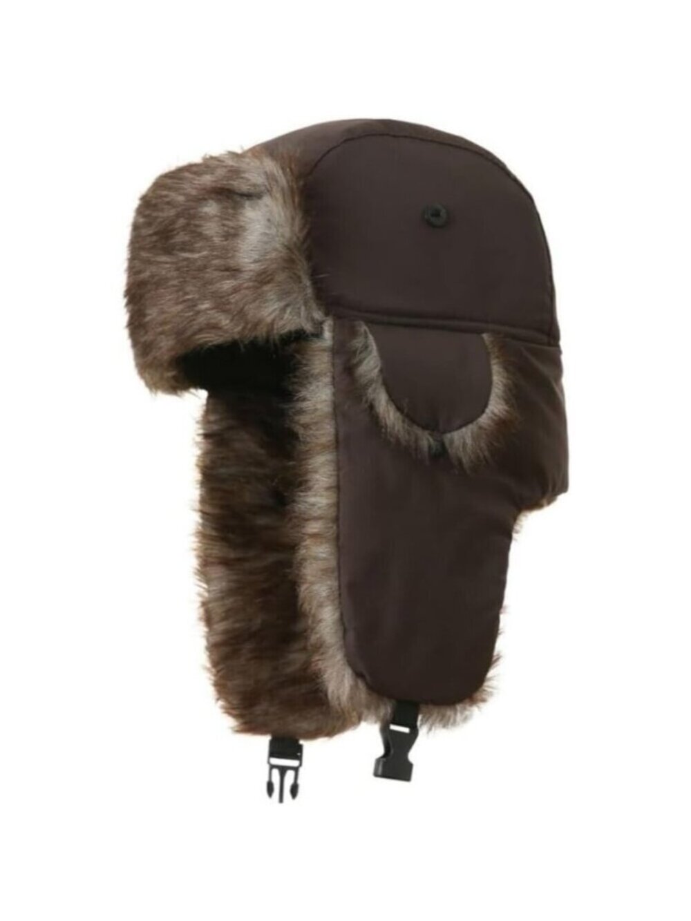 Unisex Brown Polyester Snow Skiing Trooper Winter Ear Flaps Classic Trapper Hat